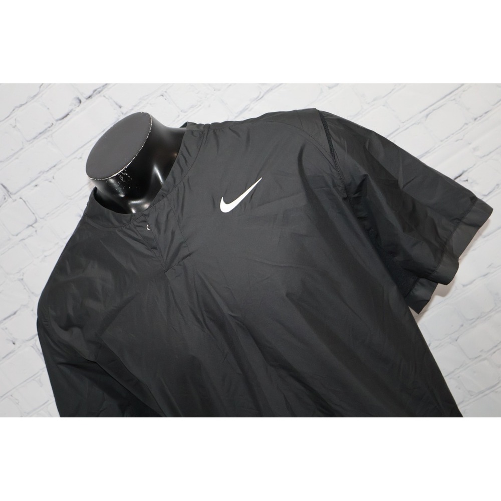 Nike Short Sleeve Golf Windbreaker Men XL Black Pullover Baseball Warm Up Jacket
